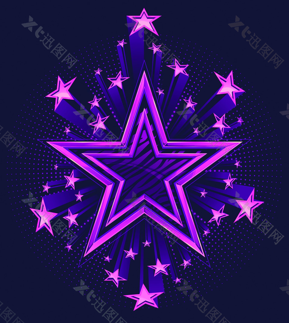紫色创意五角星背景矢量素材