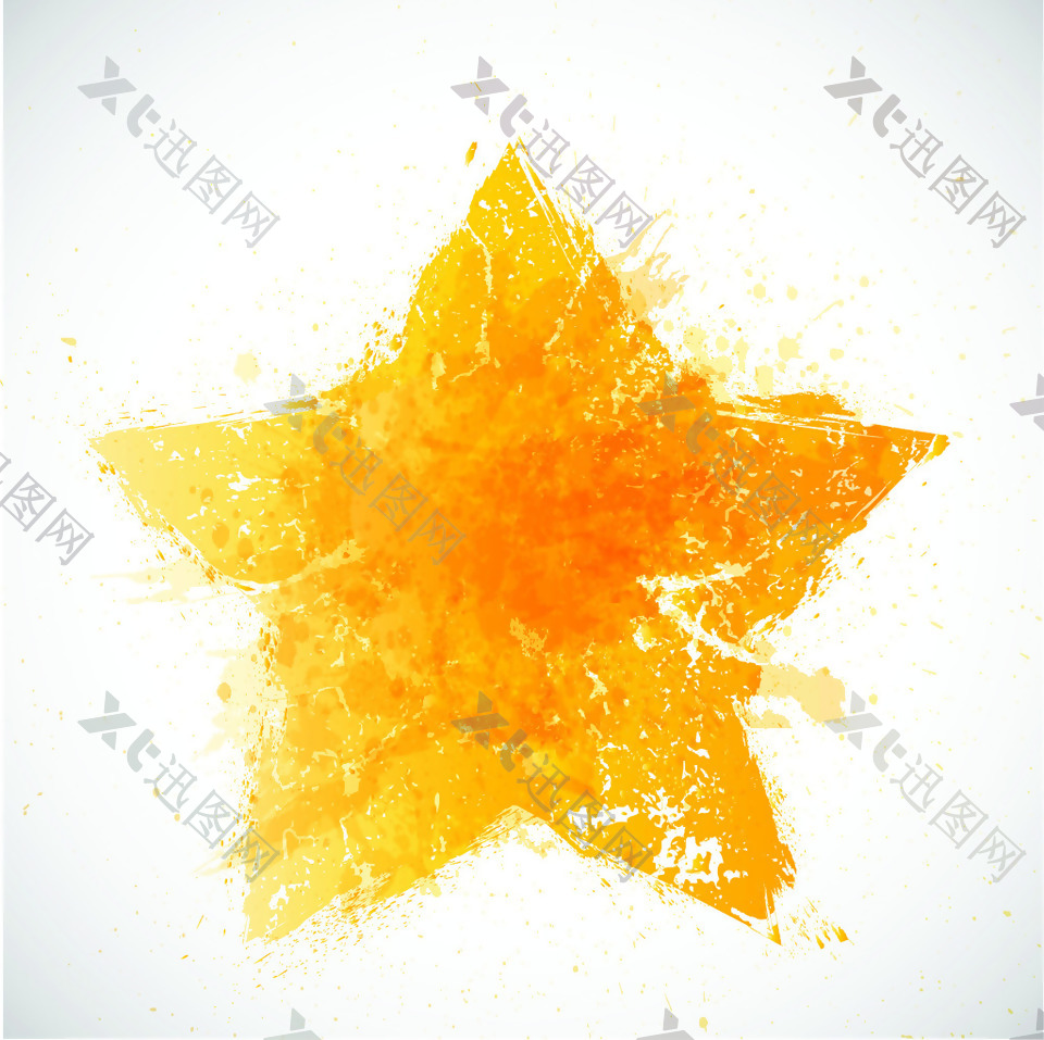 水彩描绘五角星背景矢量素材