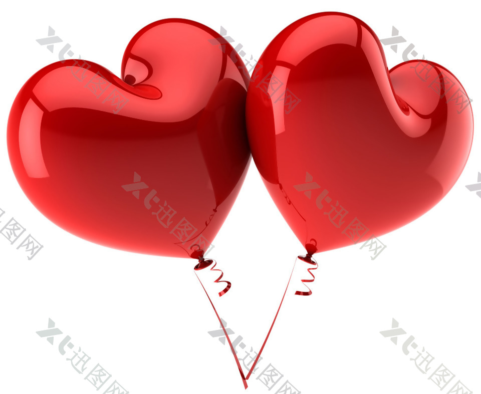 浪漫红心气球元素