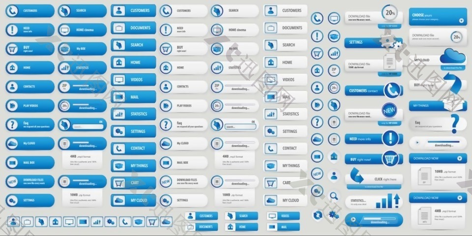 网页按钮设计矢量素材