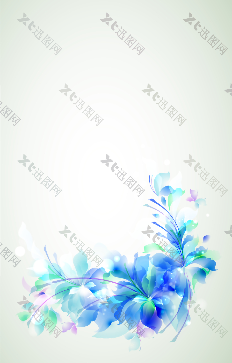 蓝色梦幻花朵背景素材