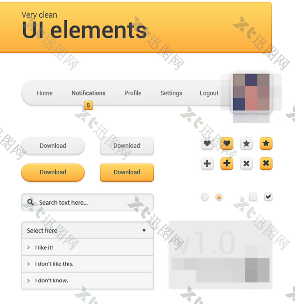 橙色网页UI界面设计素材