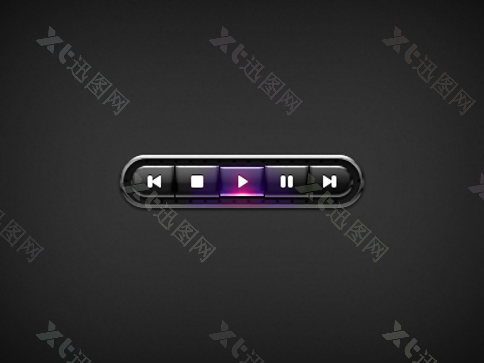 紫色视频音乐播放器按钮设计