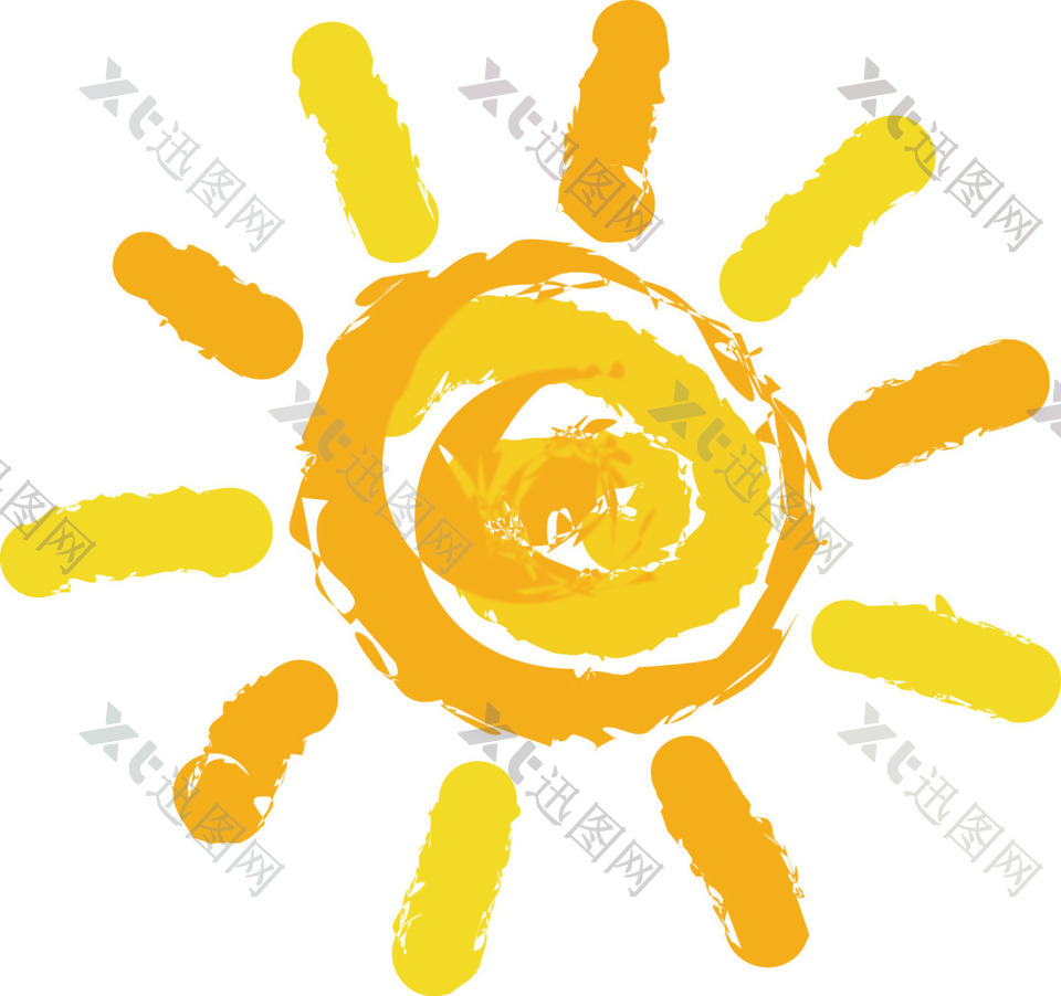 手绘黄色太阳元素