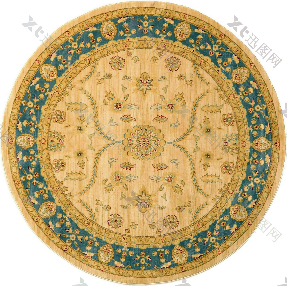 复古花纹圆形地毯图案贴图