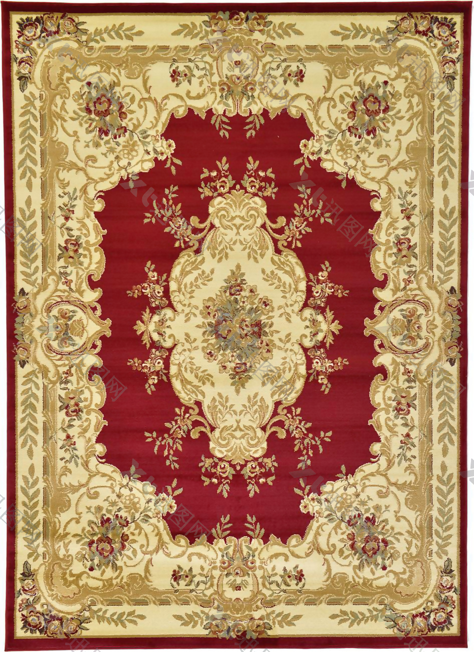 方形红色图案古典经典地毯