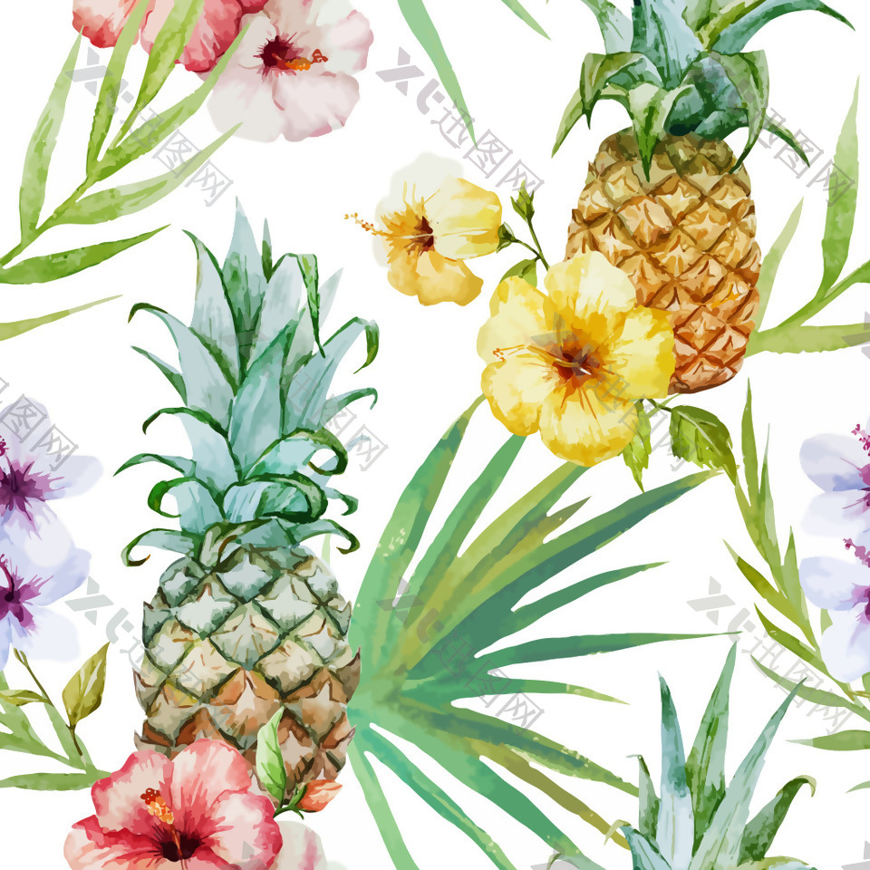 菠萝花朵创意流行设计素材元素