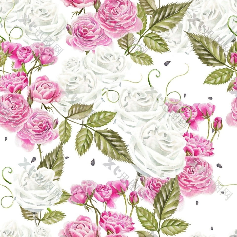 素雅手绘水彩花卉图案素材