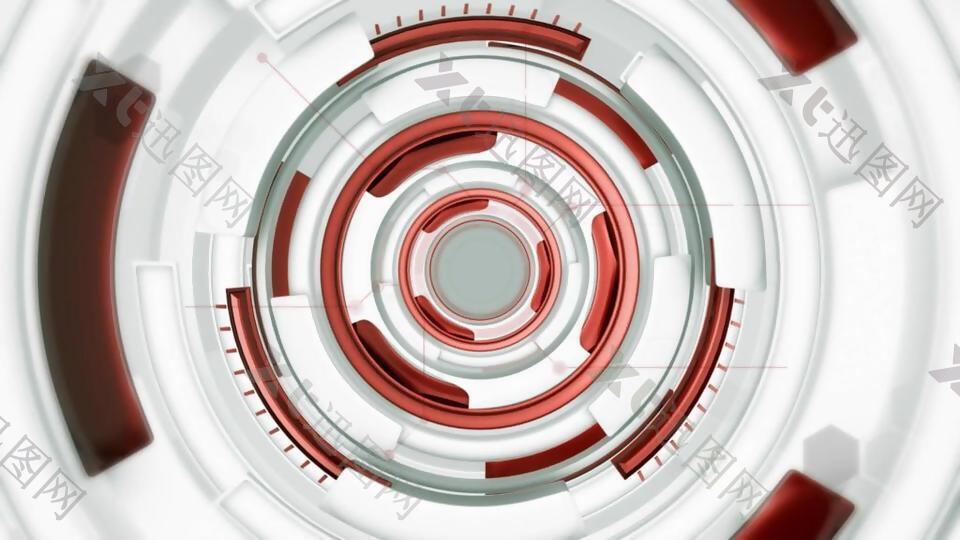 红白色科技圆环交互界面动态视频素材