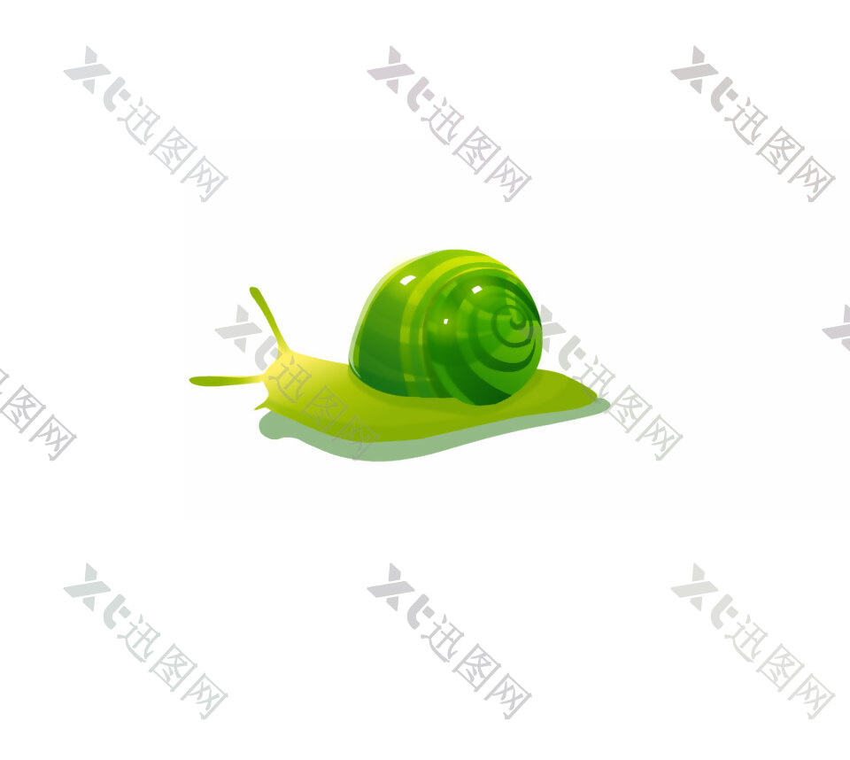 手绘绿色蜗牛元素