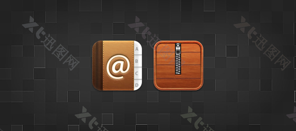木质纹理复古手机网页icon图标设计