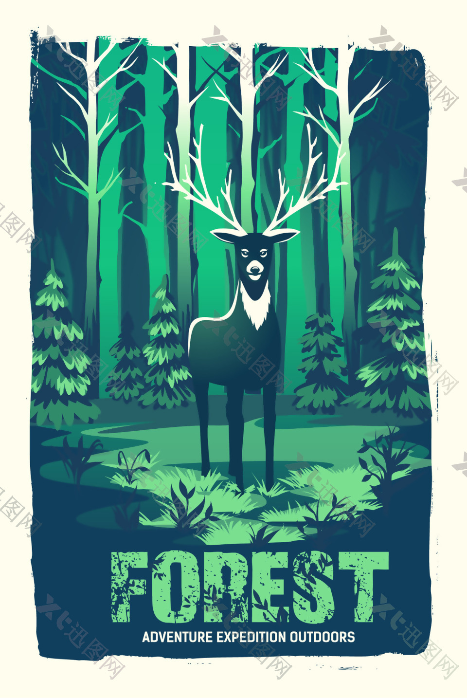 森林里的麋鹿插画