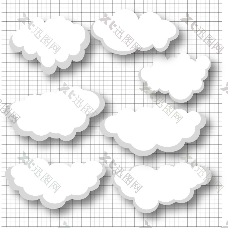 立体白云云朵矢量卡通装饰素材
