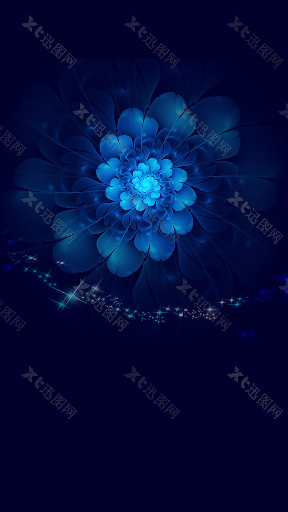 唯美蓝色花朵H5背景素材