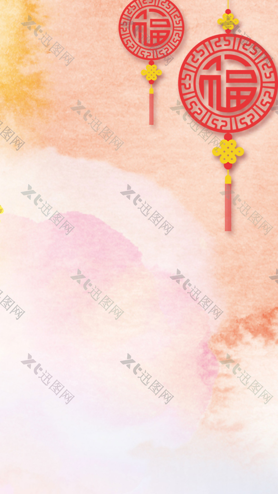 红色中国结新年海报H5背景素材