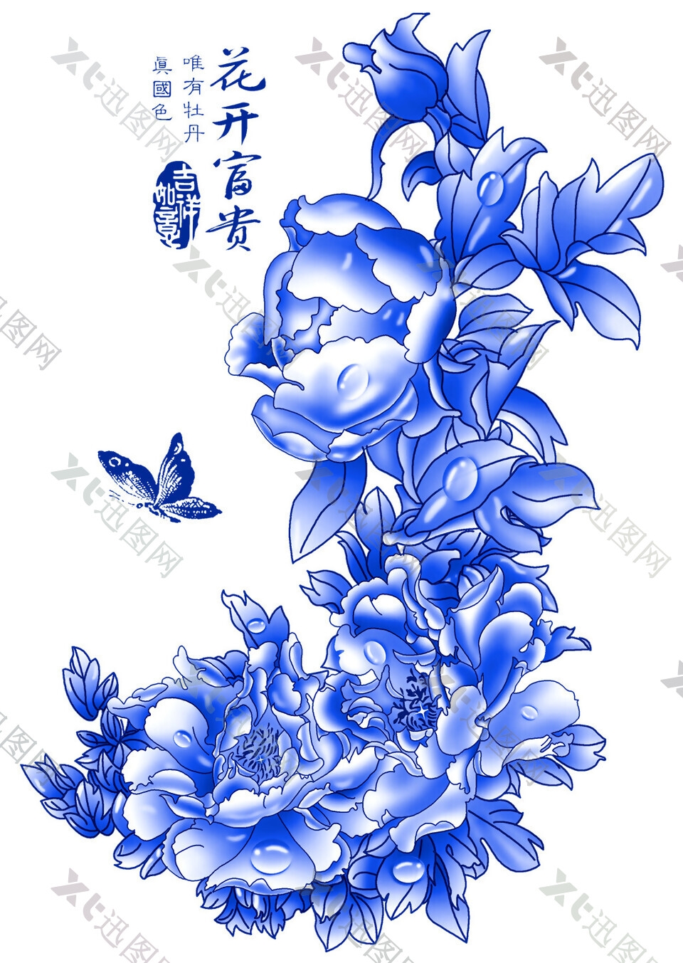 青花瓷花纹素材图片