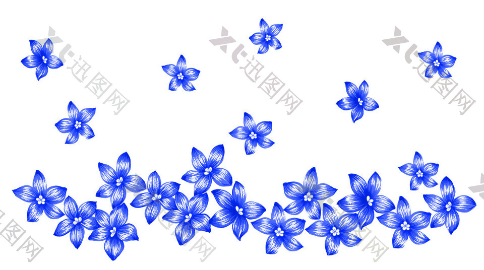 小花朵青花瓷元素素材图片