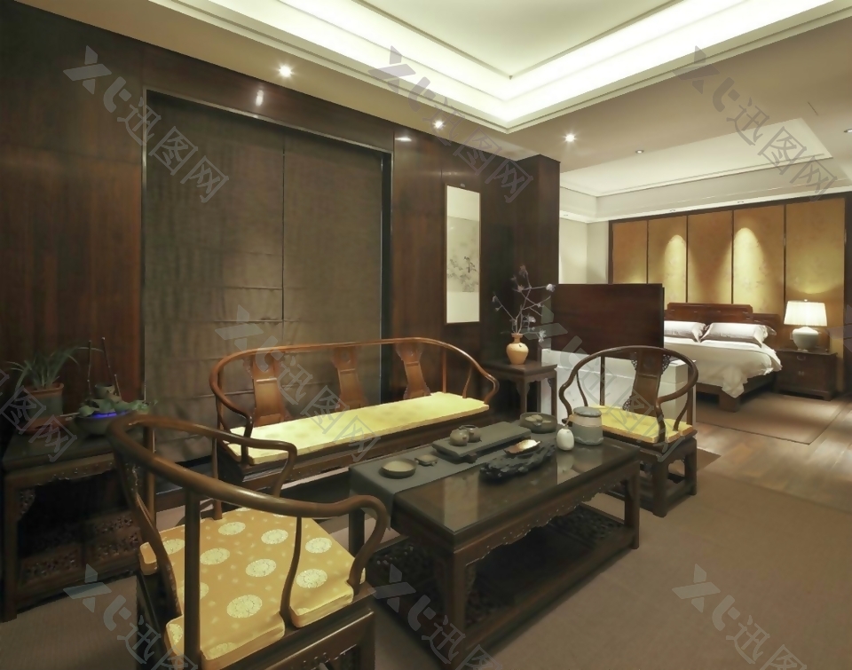 欧式古典风室内设计客厅家具效果图JPG源文件