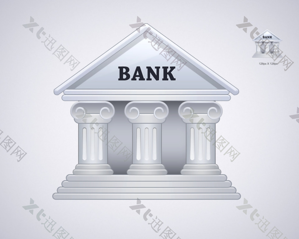 银行建筑图标icon设计
