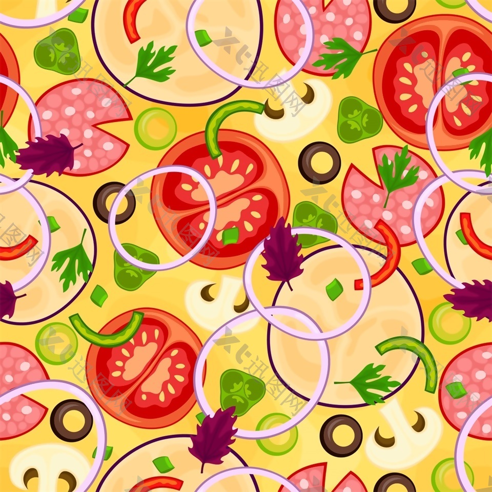 西红柿食物配菜矢量填充背景素材