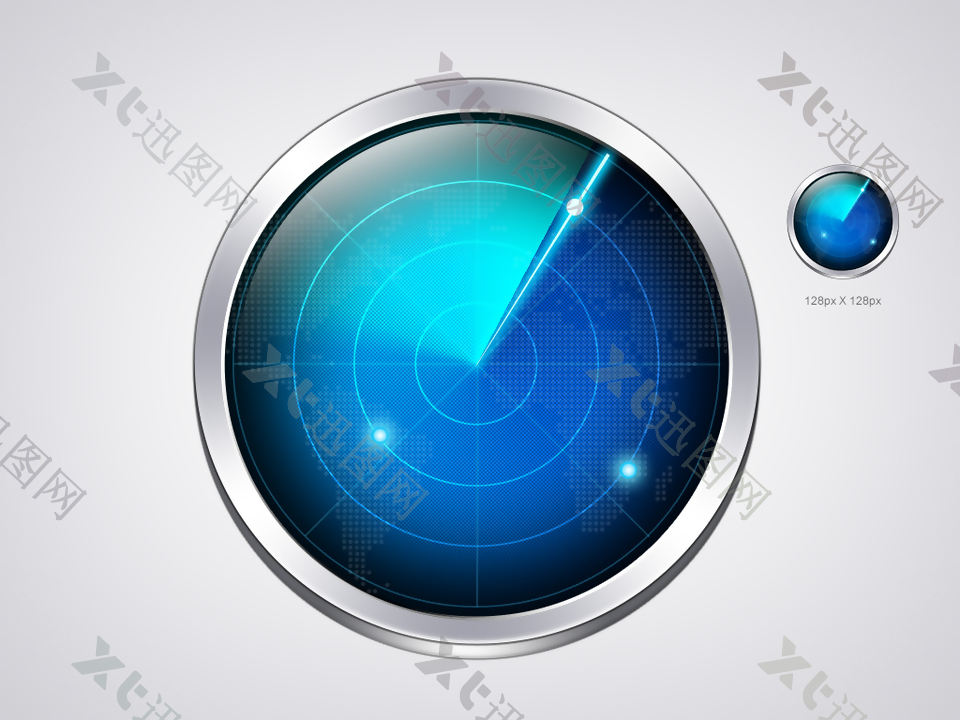 蓝色雷达图标icon设计