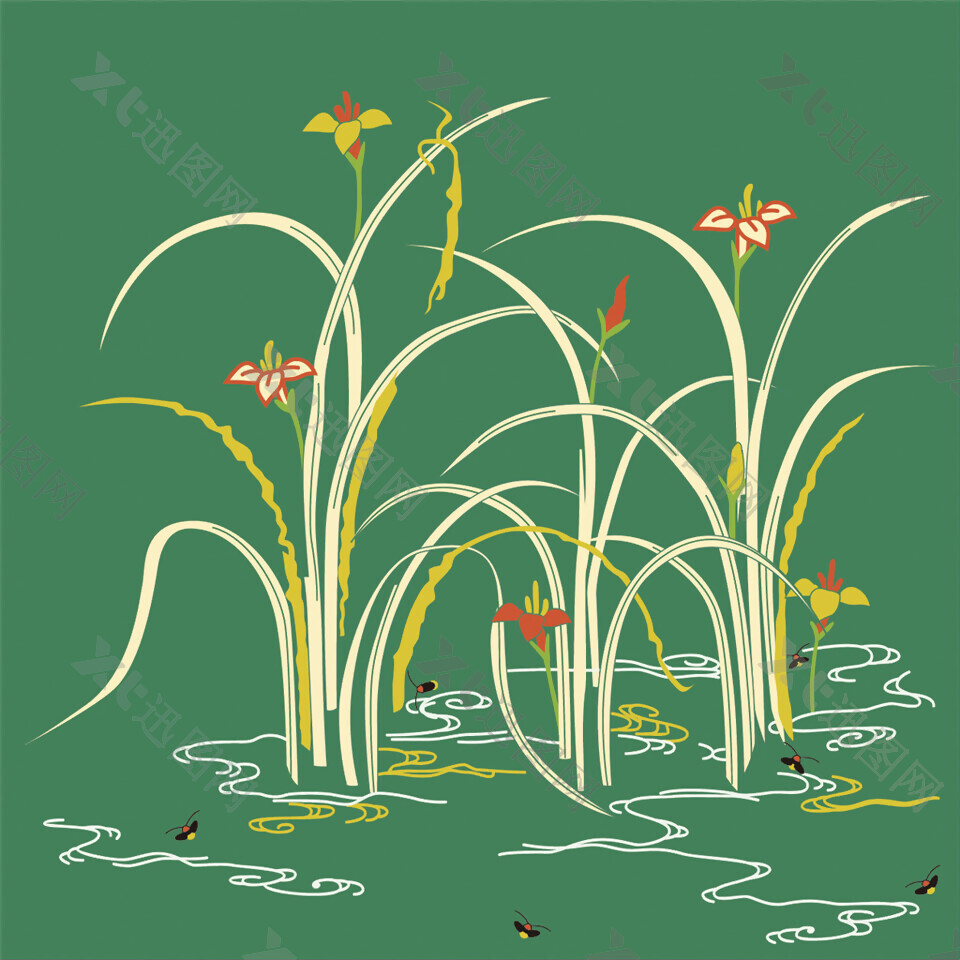 绿色水仙花花纹背景图