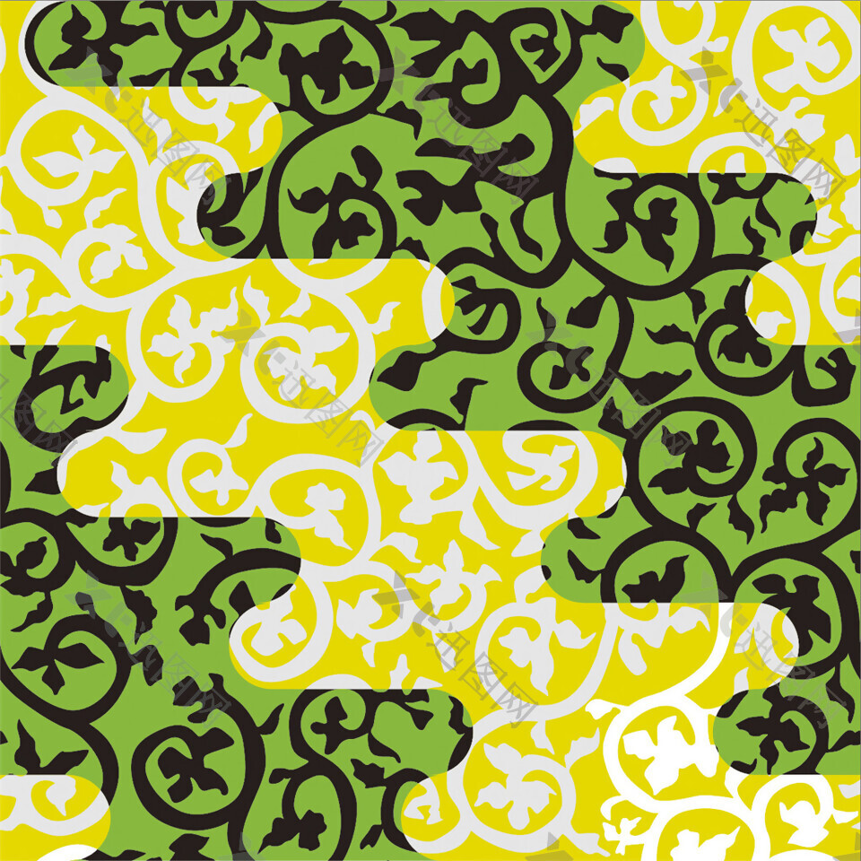 绿色黄色花纹背景图