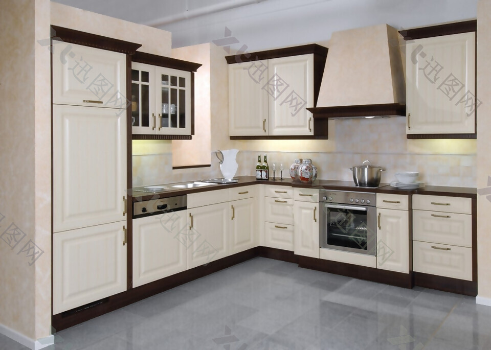 现代简约风室内设计白色厨房灶台效果图