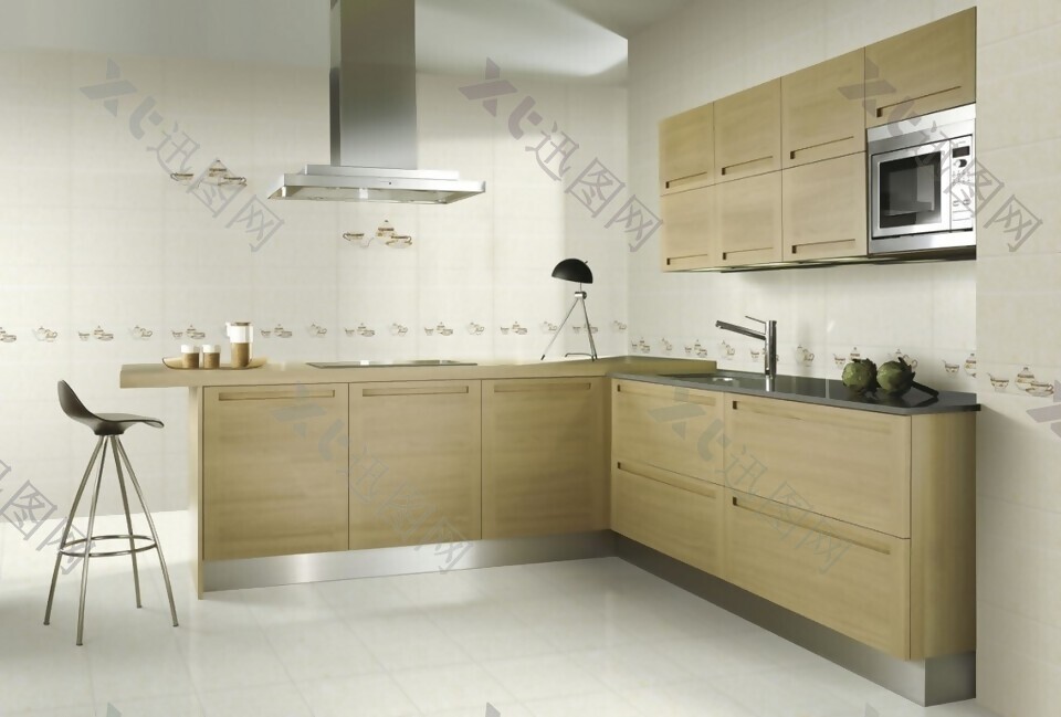 现代简约风室内设计厨房效果图源文件