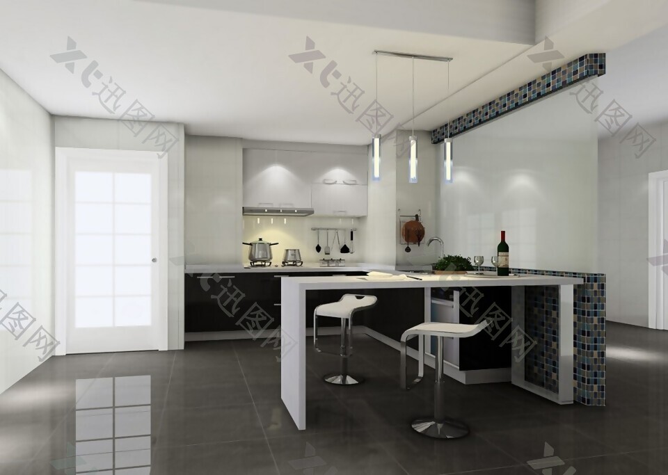 现代简约风室内设计厨房效果图