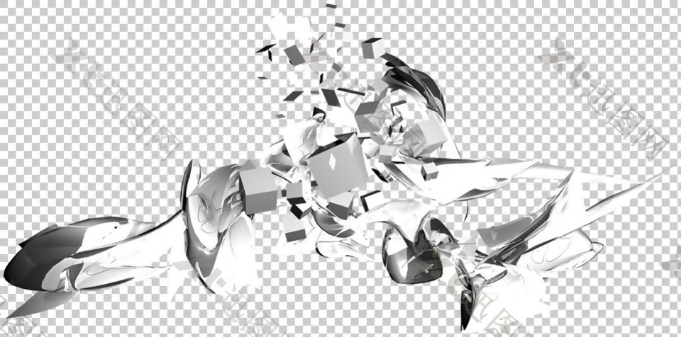 黑白色抽象效果图形免抠png透明图层素材