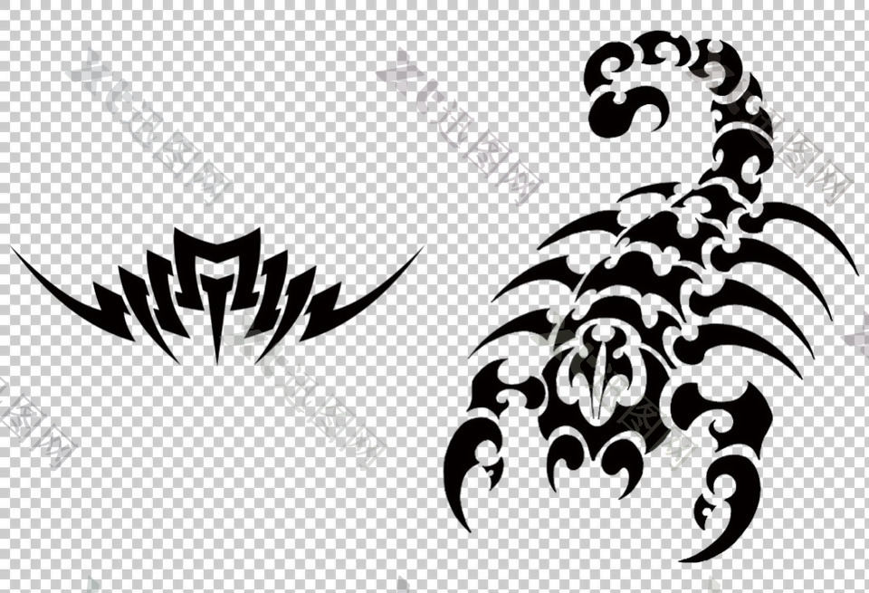抽象蝎子纹身免抠png透明图层素材