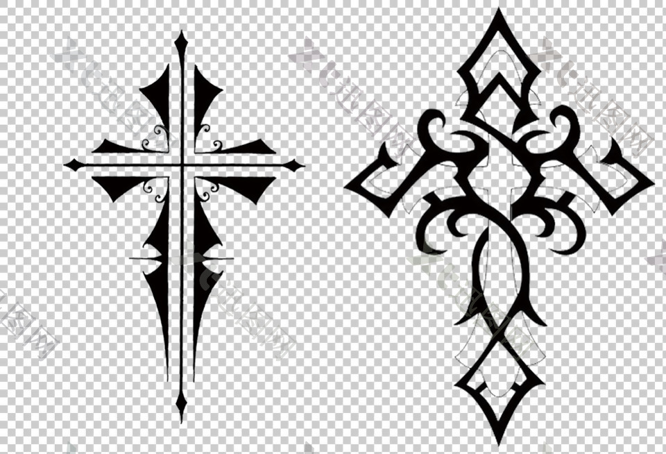 纹身十字架手稿免抠png透明图层素材