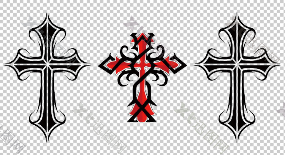 纹身十字架手稿免抠png透明图层素材