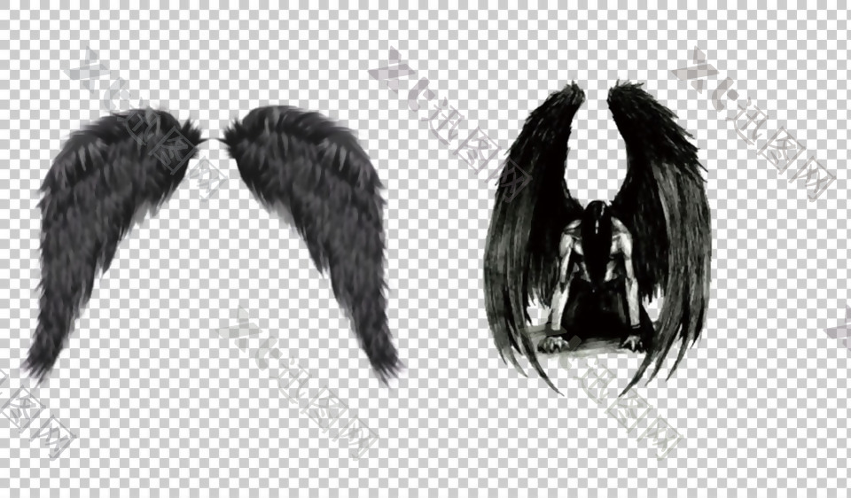 黑暗天使纹身手稿免抠png透明图层素材