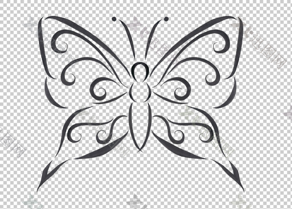 花蝴蝶纹身图案免抠png透明图层素材