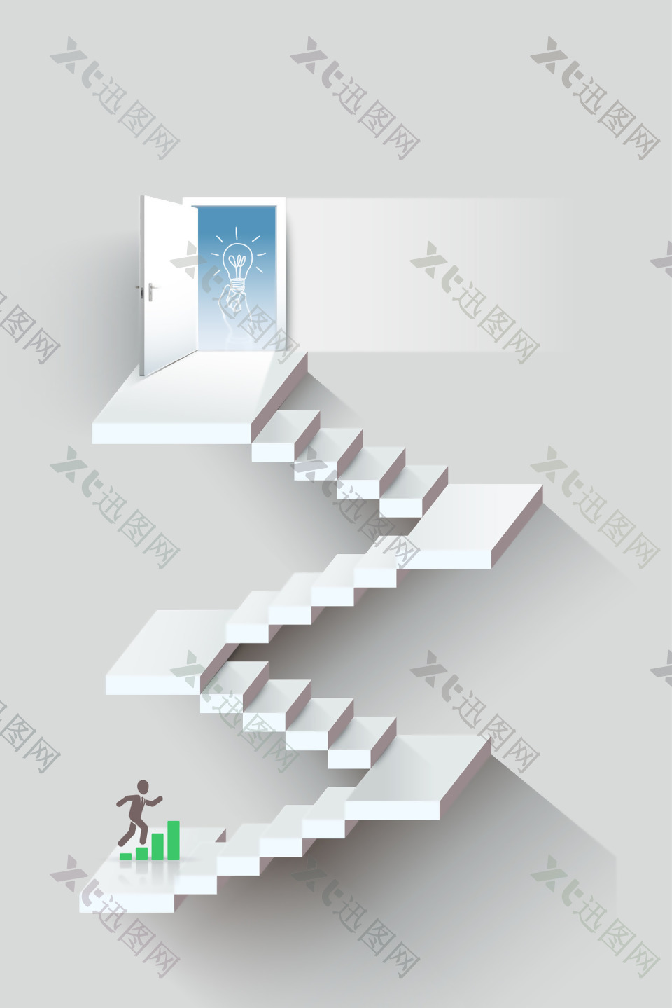 矢量创意攀登阶梯商务背景