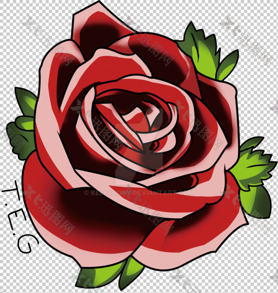玫瑰花纹身手稿免抠png透明图层素材