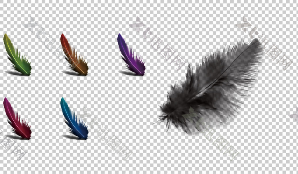 各种彩色漂亮羽毛免抠png透明图层素材