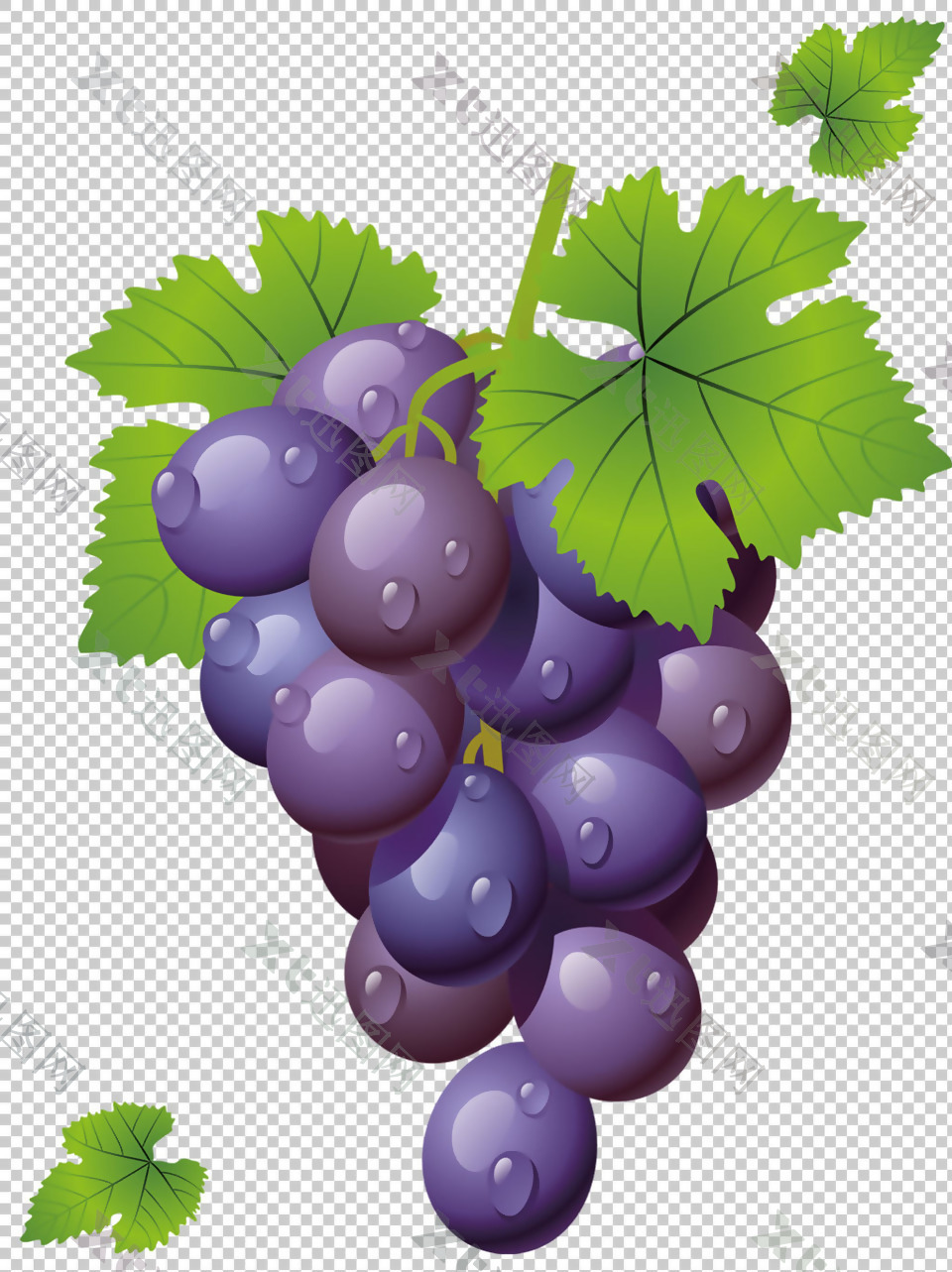 手绘紫色葡萄免抠png透明图层素材