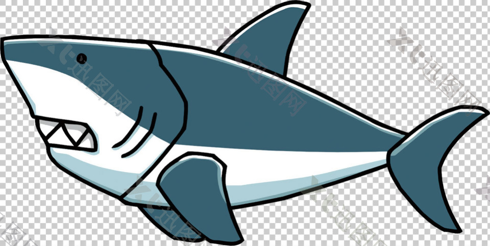 手绘蓝色鲨鱼免抠png透明图层素材