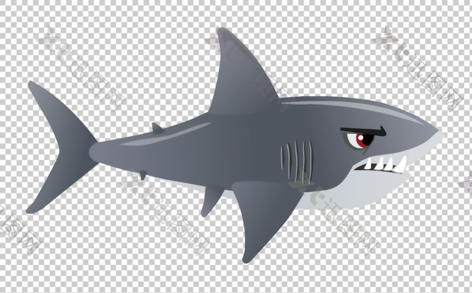 蓝灰色鲨鱼免抠png透明图层素材