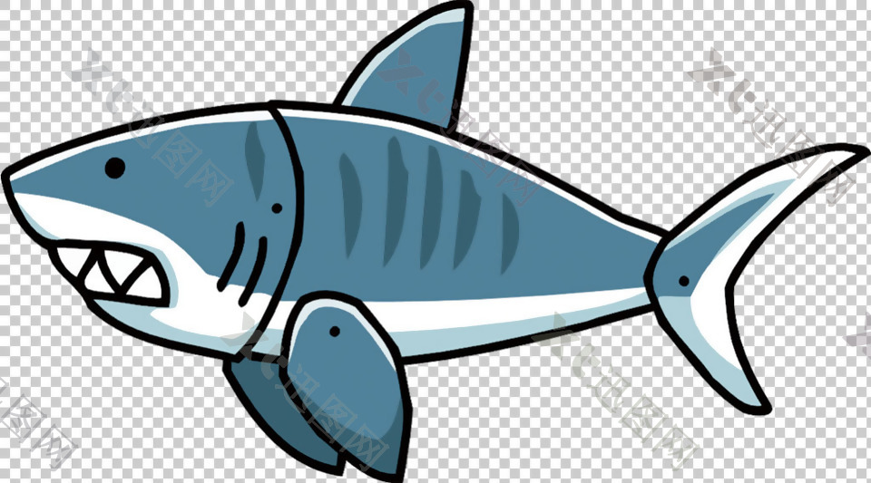 手绘蓝色鲨鱼免抠png透明图层素材