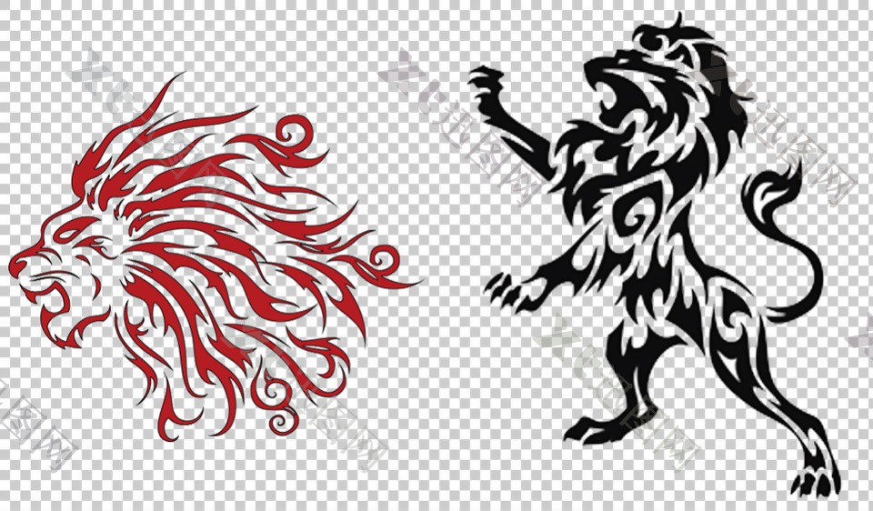 创意狮子纹身免抠png透明图层素材
