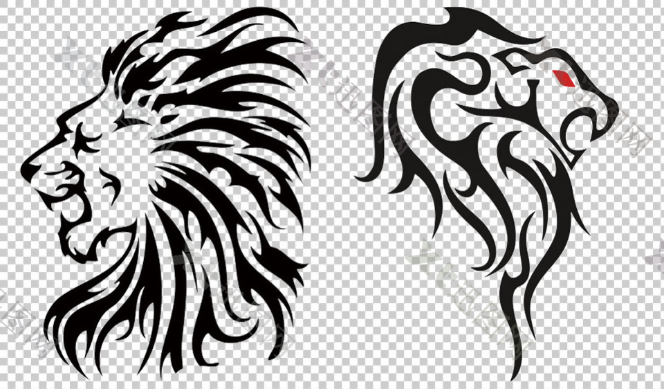 狮子纹身免抠png透明图层素材