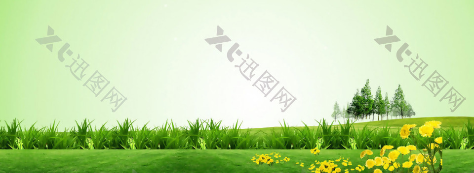 清新绿色植物花朵淘宝全屏banner背景