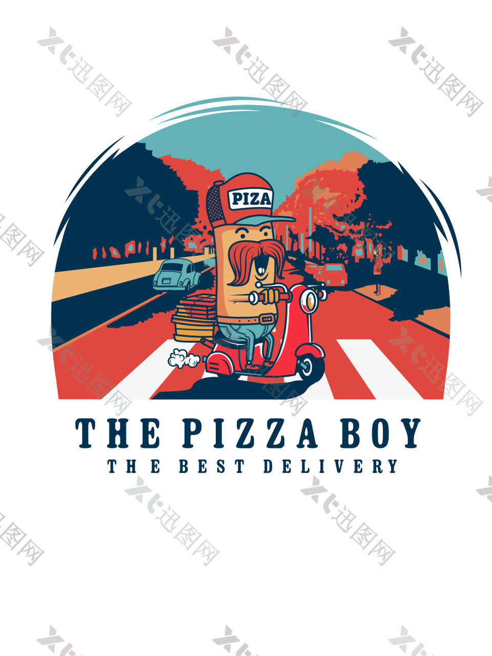 披萨创意矢量插画背景模板