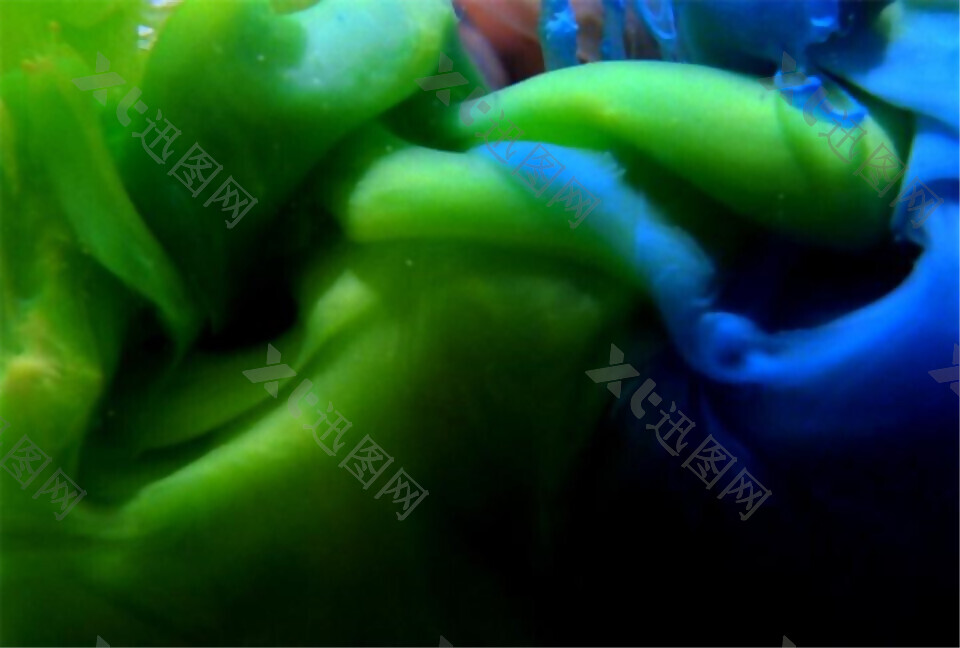 蓝绿液体混合流体视频素材