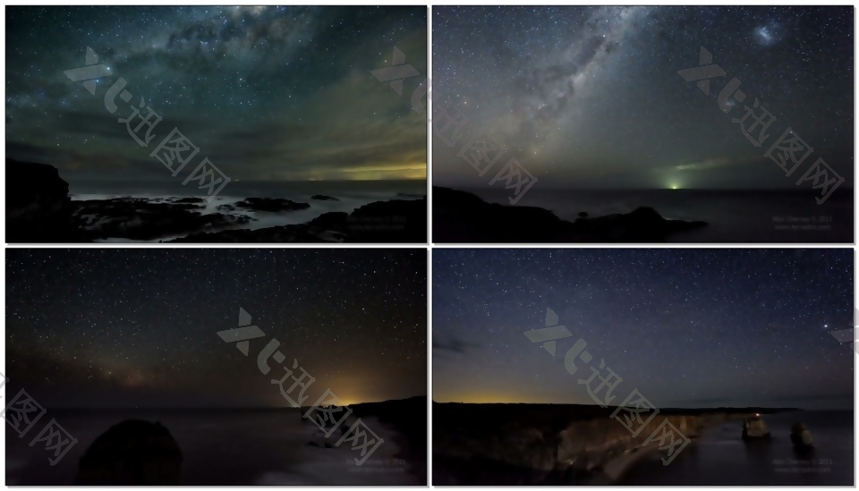 延时摄影：海洋夜晚的星空(Ocean_Sky)视频素材