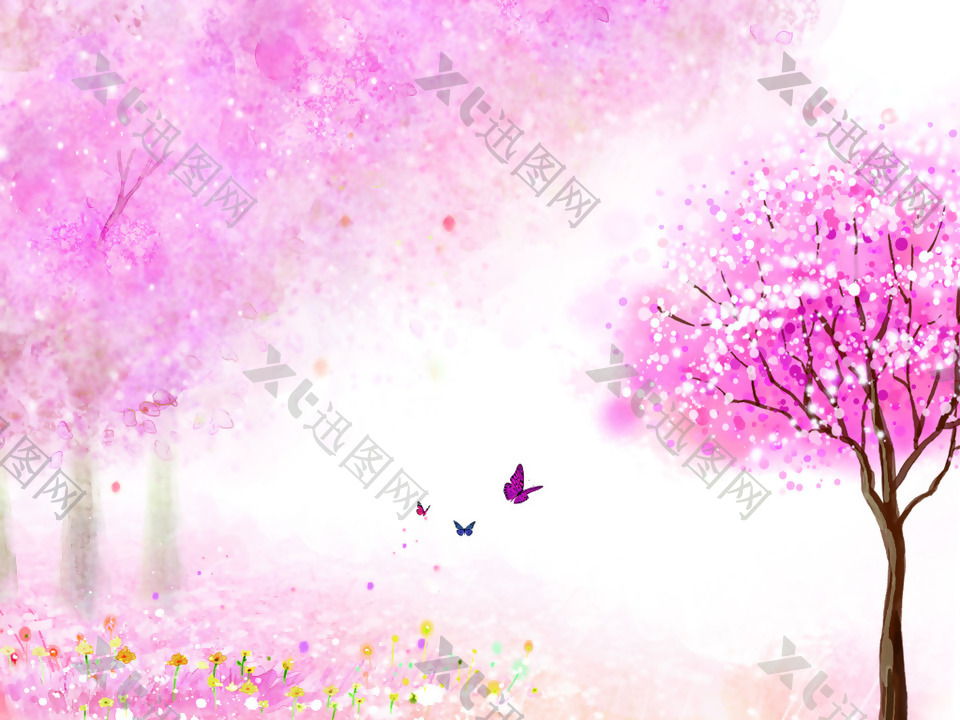 紫色浪漫花树背景